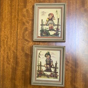 Vintage Hummel pictures boy/girl on fences